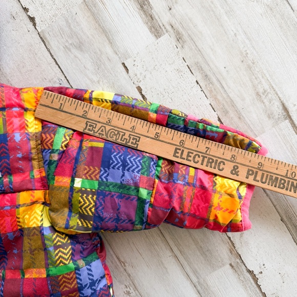 Columbia Snuggly Bunny Baby Snowsuit 6M Patchwork Plaid Bunting Hooded One-Piece - Picture 13 of 14